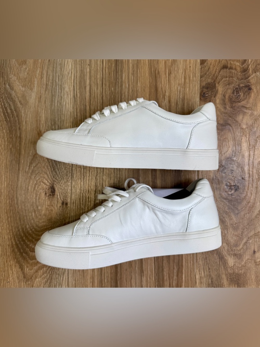Birdies White Leather Lace-Up Sneakers Size 8 Minimalist - Picture 4 of 9